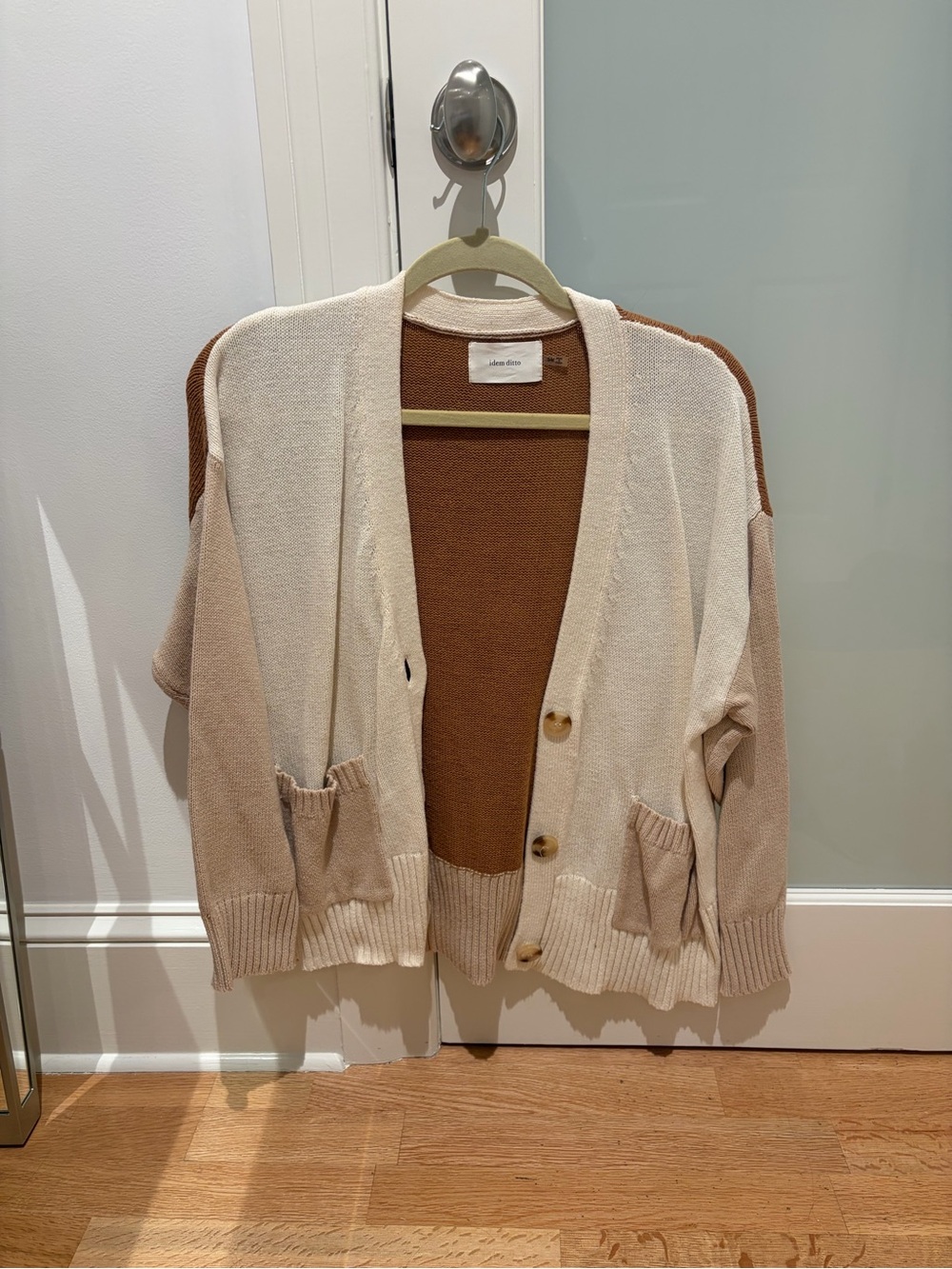 Colorblock Cream, Tan & Brown Knit Cardigan